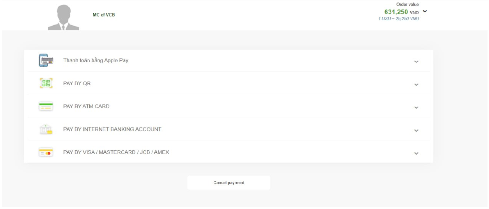 Select a payment method for your Vietnam visa